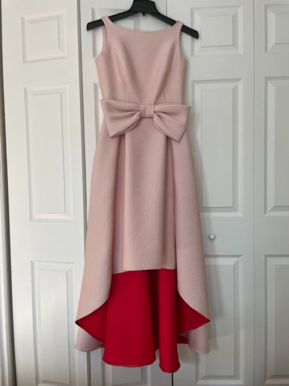 Pink Tartan Uma Exaggerated Bow Dress with red lining